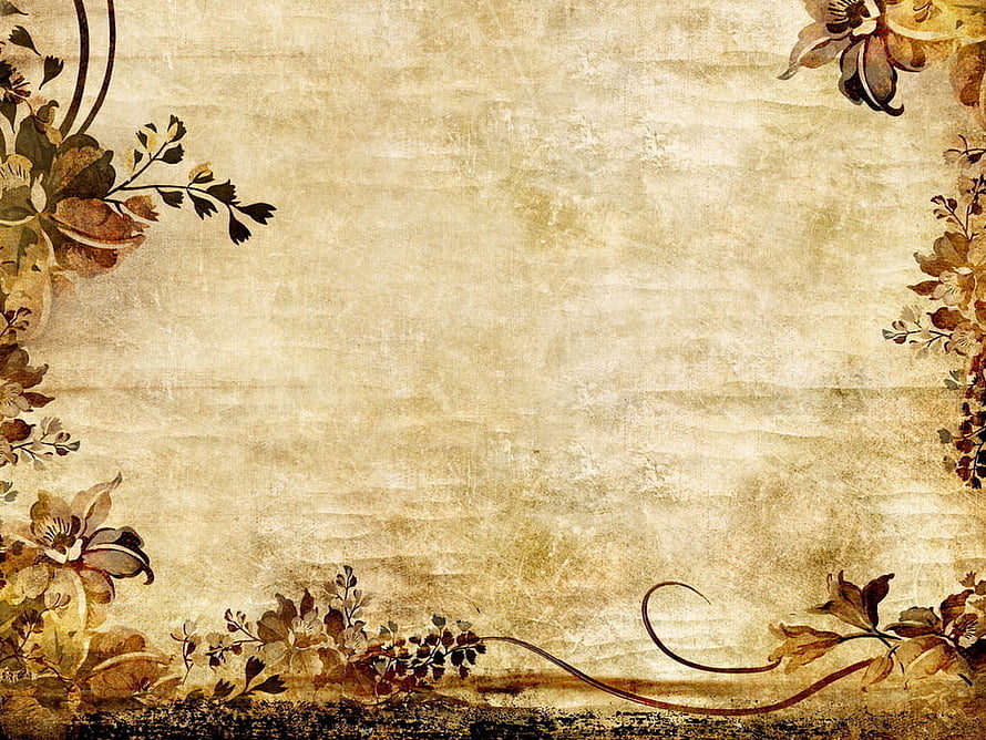 Antique Sepia Floral Border on Aged Paper Texture HD wallpaper
