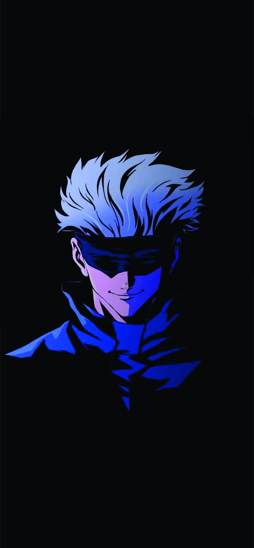 Gojo Satoru from Jujutsu Kaisen in a dark blue anime portrait with blindfold and spiky hair HD phone wallpaper