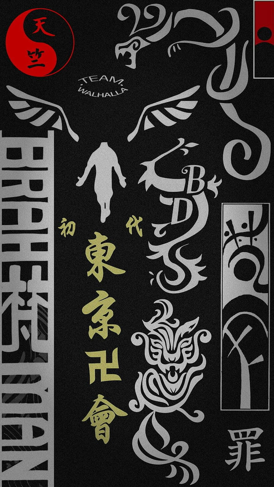 Tokyo Revengers Tokyo Manji Gang Emblem and Team Valhalla Graphic Design HD phone wallpaper