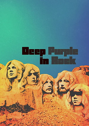 Deep Purple In Rock Album Cover Art Featuring Band Members Carved Into Monumental Rock Faces HD phone wallpaper