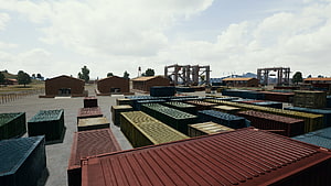 PUBG Erangel Georgopol Industrial Port with Shipping Containers and Warehouses HD wallpaper