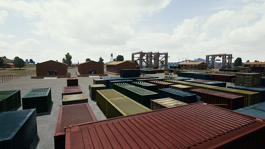 PUBG Erangel Georgopol Industrial Port with Shipping Containers and Warehouses HD wallpaper