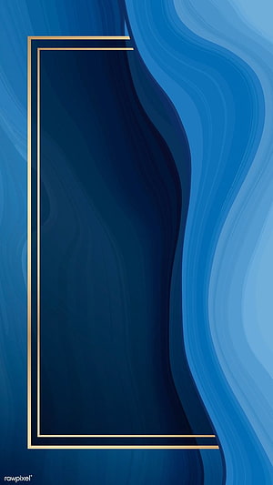 Elegant Gold Frame on Deep Blue Fluid Abstract Background HD phone wallpaper