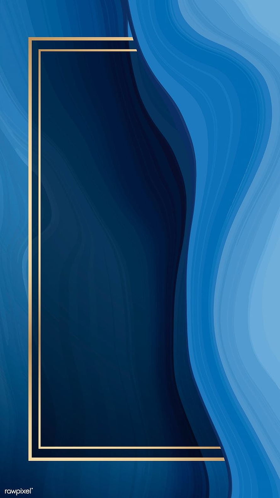 Elegant Gold Frame on Deep Blue Fluid Abstract Background HD phone wallpaper