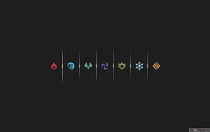 Genshin Impact Seven Elemental Symbols Minimalist Dark Background HD wallpaper