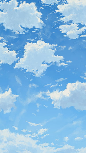 Aesthetic Anime Sky with Fluffy White Clouds and Soft Blue Background HD phone wallpaper