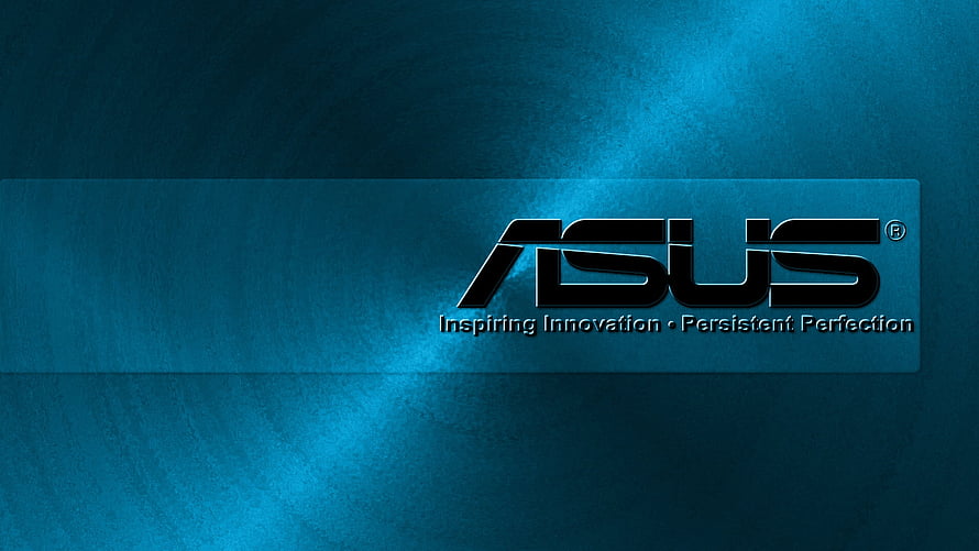 ASUS Brand Logo on Textured Blue Background with Corporate Tagline HD wallpaper