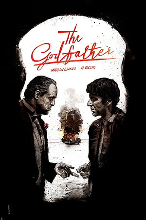 The Godfather Movie Poster Art Featuring Marlon Brando and Al Pacino in Dramatic Confrontation HD phone wallpaper