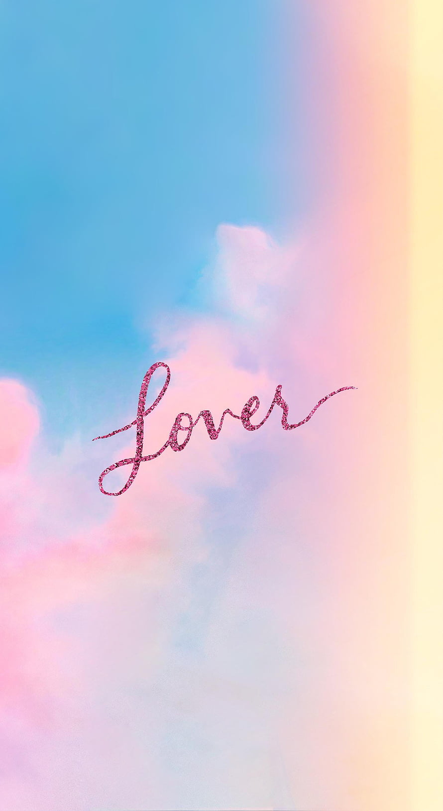 Taylor Swift Lover Album Artwork with Glitter Script on Pastel Sky HD phone wallpaper