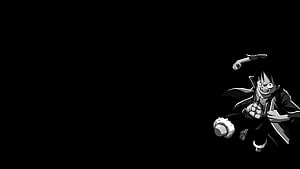 One Piece Luffy Black and White Anime Character Illustration HD wallpaper
