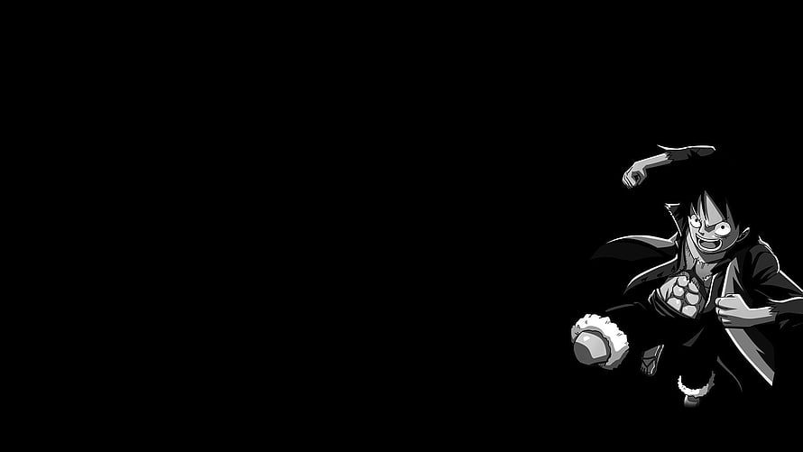 One Piece Luffy Black and White Anime Character Illustration HD wallpaper
