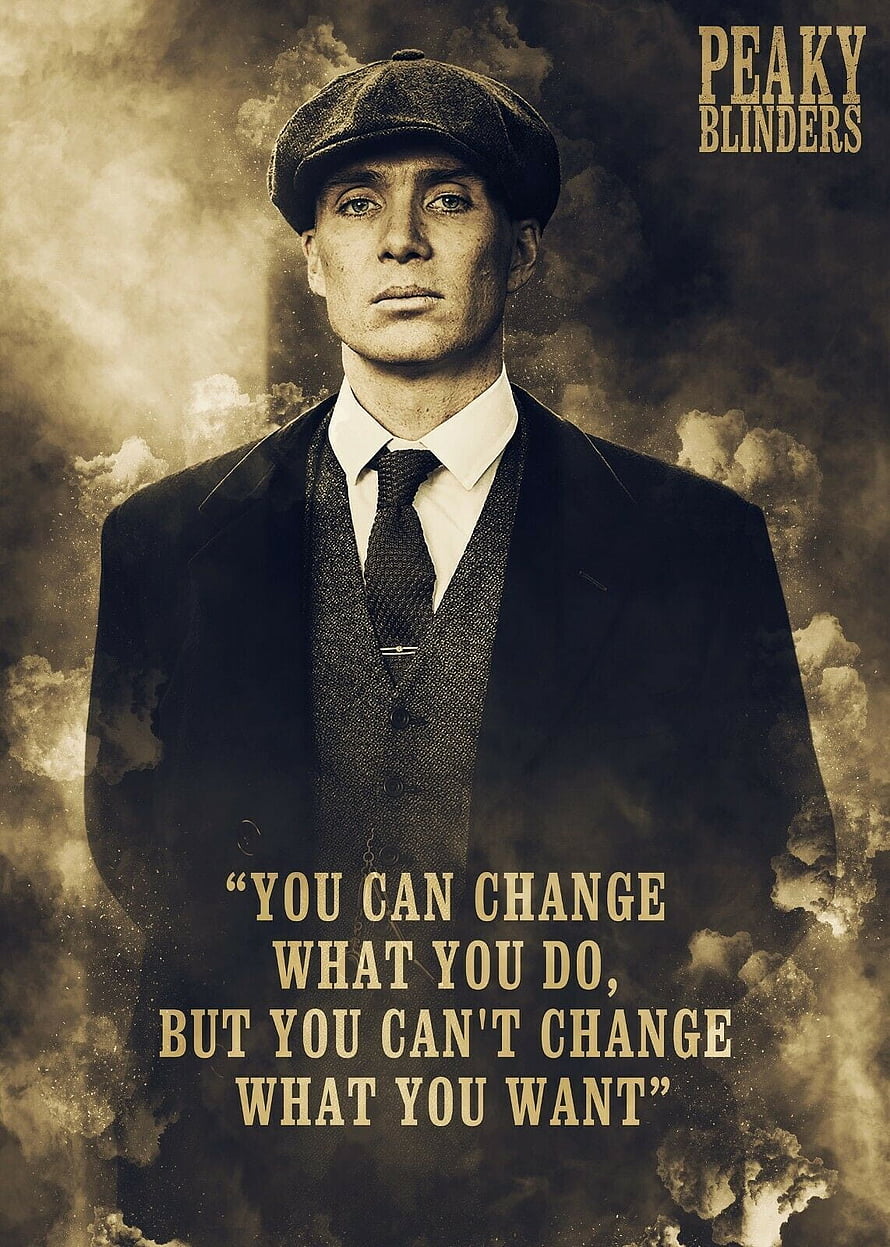 Thomas Shelby in Flat Cap and Three-Piece Suit Against Smoky Sepia Backdrop HD phone wallpaper