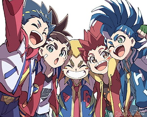 Beyblade Burst Surge Aiger Akabane and Friends Group Portrait Anime Illustration HD wallpaper