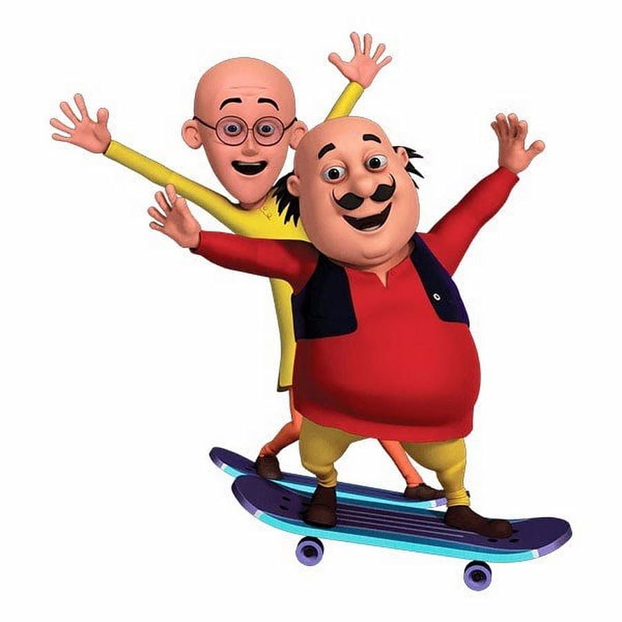 Motu and Patlu Riding Skateboards in Vibrant 3D Animation HD phone wallpaper