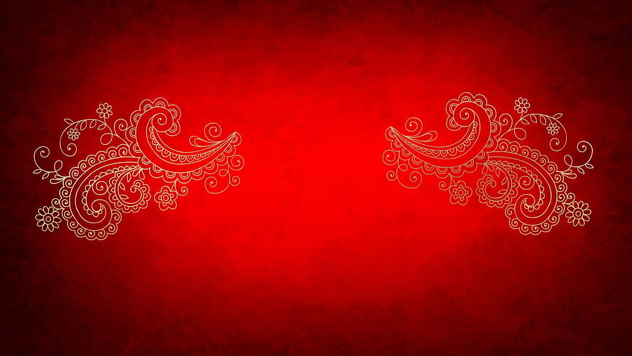 Elegant Indian Wedding Background With Ornate Paisley Floral Motifs On Deep Red Texture HD wallpaper