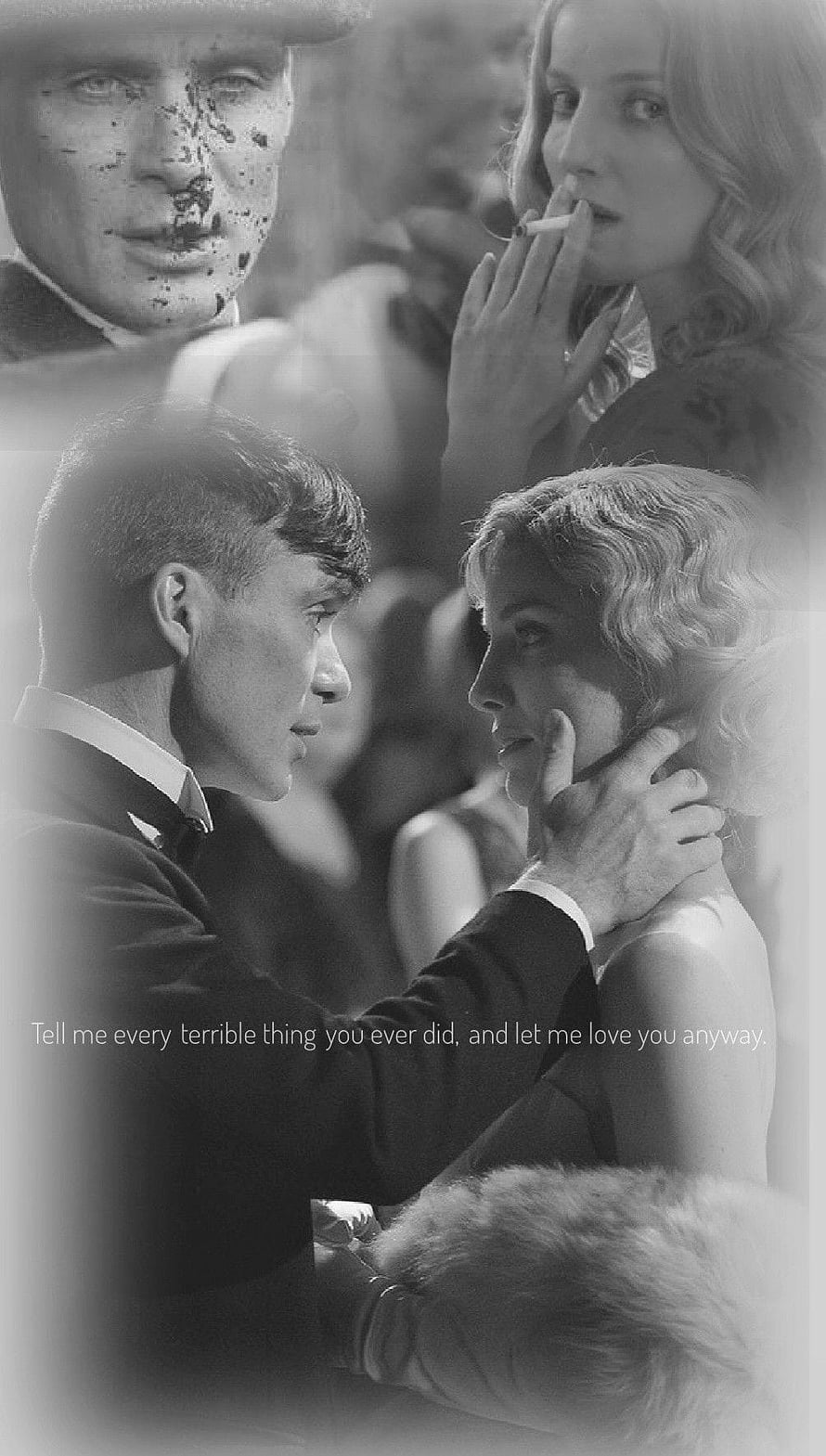 Peaky Blinders: Thomas Shelby and Grace in a Dramatic Black and White Portrait HD phone wallpaper