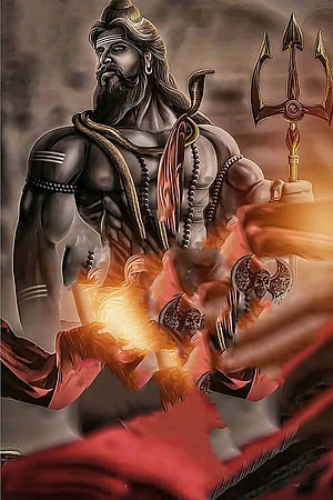 Lord Shiva Digital Art with Trishul and Rudraksha Beads HD phone wallpaper