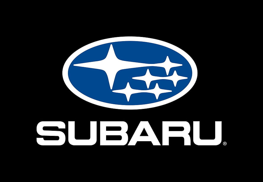 Subaru Brand Emblem Featuring Blue Oval and Star Cluster on Black Background HD wallpaper