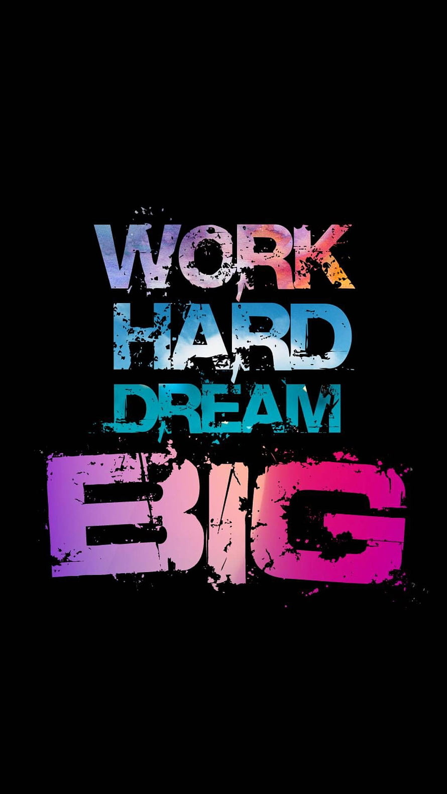 Work Hard Dream Big Motivational Typography on Black Background HD phone wallpaper