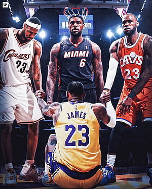 LeBron James Career Journey: Cavaliers, Heat, and Lakers Teammates HD phone wallpaper