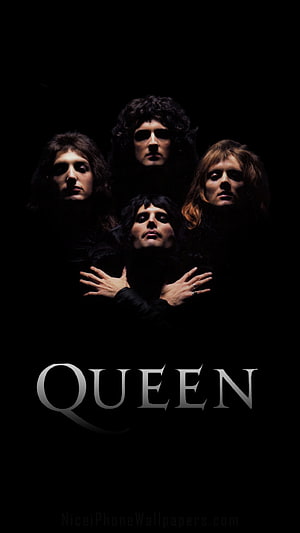 Queen Band Members Dramatic Portrait Against Black Background HD phone wallpaper
