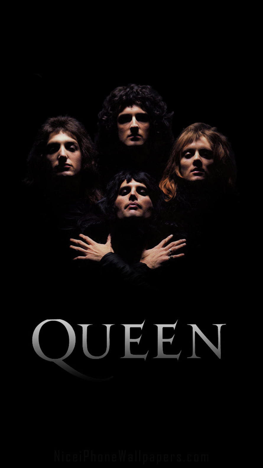 Queen Band Members Dramatic Portrait Against Black Background HD phone wallpaper