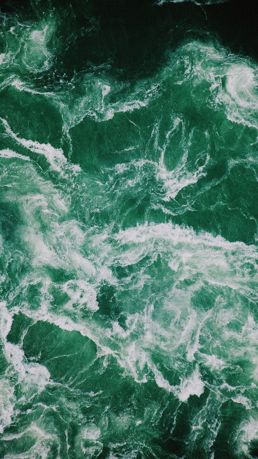 Aerial View of Turquoise Ocean Waves with White Sea Foam and Deep Green Water HD phone wallpaper