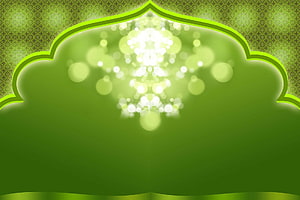 Green Islamic Arch Frame with Bokeh Light Effects and Ornamental Pattern HD wallpaper