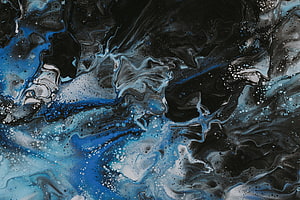 Dark Blue Abstract Fluid Art Texture with Swirling Ink and Bubbles HD wallpaper