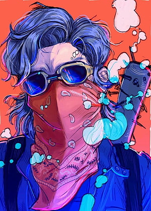 Steve Harrington from Stranger Things in Cyberpunk Style with Bandana and Sunglasses HD phone wallpaper