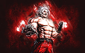 Omega Rugal from The King of Fighters in a dynamic red grunge illustration HD wallpaper
