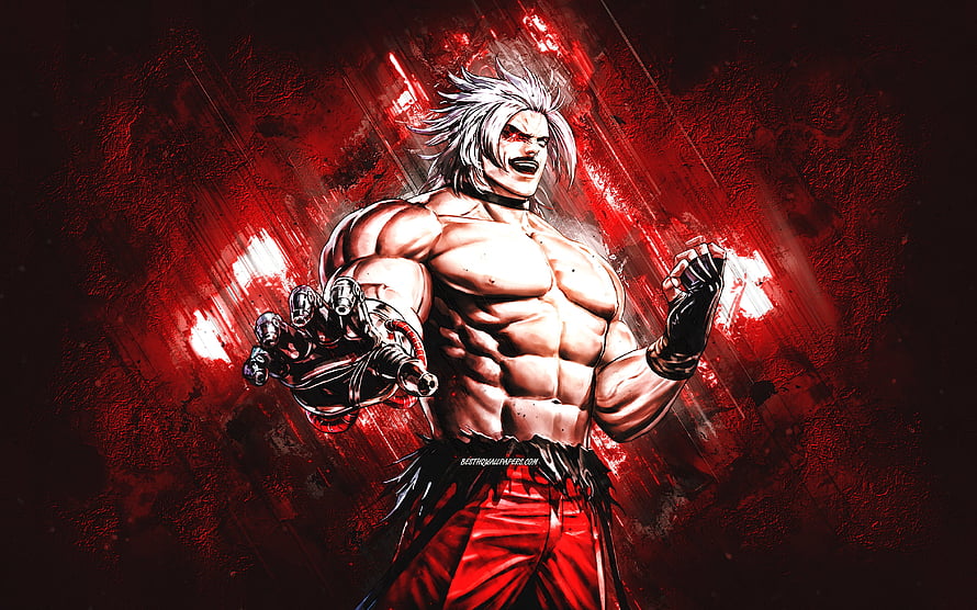 Omega Rugal from The King of Fighters in a dynamic red grunge illustration HD wallpaper