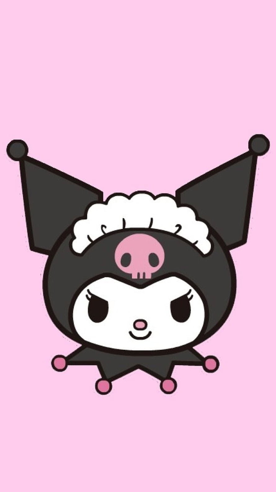Cute Kuromi Character Illustration on Soft Pink Background HD phone wallpaper