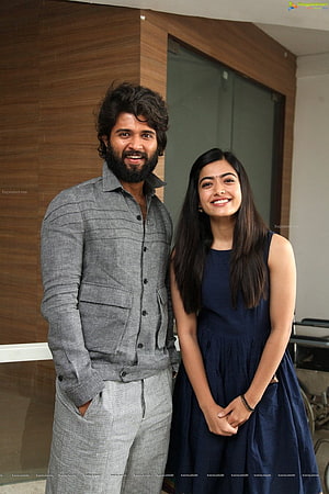 Vijay Devarakonda and Rashmika Mandanna at the Dear Comrade Launch Event HD phone wallpaper