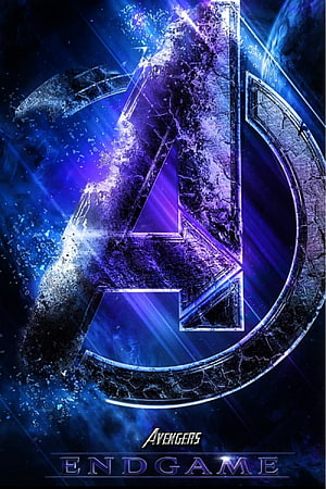 Avengers Endgame Logo with Cosmic Blue and Purple Energy Effects HD phone wallpaper