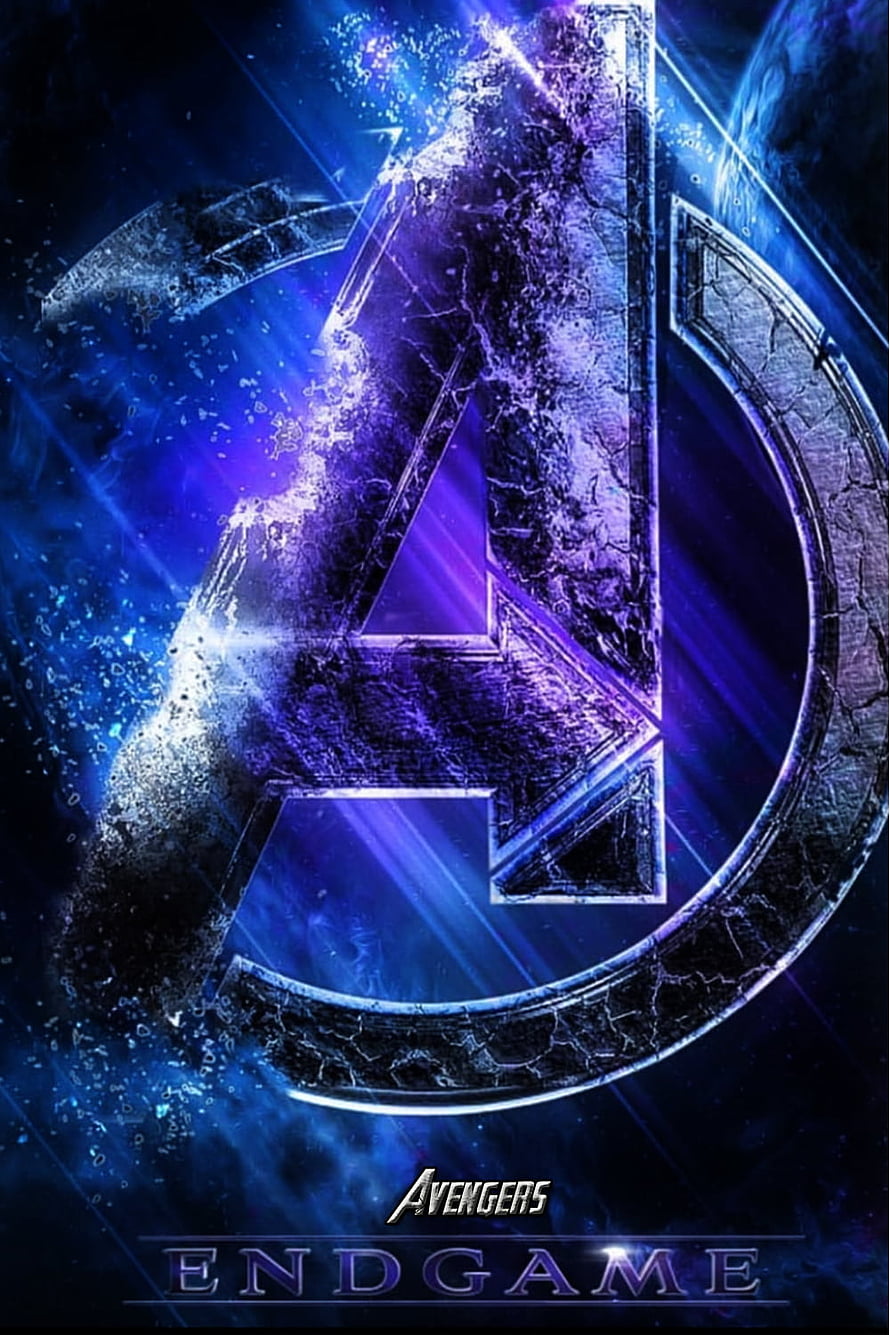 Avengers Endgame Logo with Cosmic Blue and Purple Energy Effects HD phone wallpaper