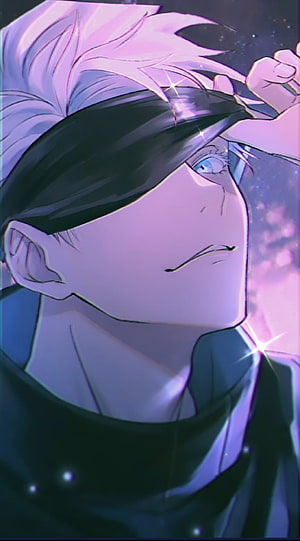 Gojo Satoru Anime Portrait with Purple Hair and Blue Eyes in Dreamy Aesthetic Style HD phone wallpaper