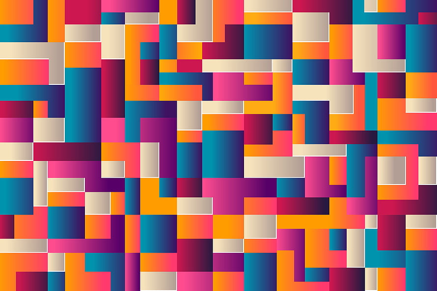 Vibrant Geometric Mosaic Abstract Pattern with Bold Colorful Blocks HD wallpaper