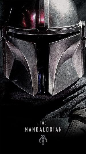 The Mandalorian Star Wars Helmet Close-Up with Dark Metallic Finish and T-Visor Detail HD phone wallpaper