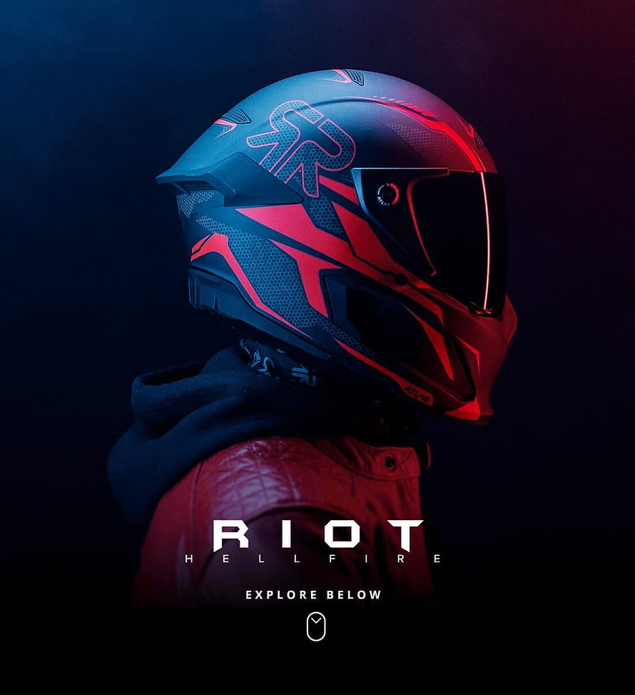 Riot Hellfire Motorcycle Helmet with Red and Blue Neon Lighting HD phone wallpaper