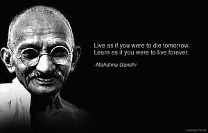Mahatma Gandhi Black and White Portrait with Inspirational Quote on Dark Background HD wallpaper