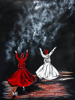Whirling Dervish Dance Painting with Swirling Smoke and Dramatic Contrast HD phone wallpaper
