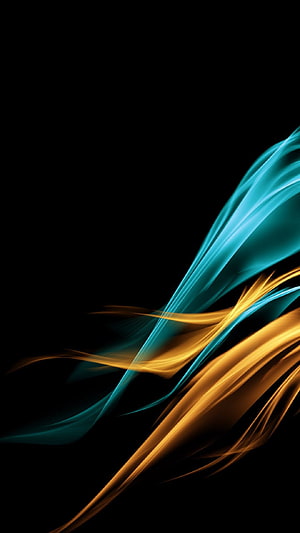 Samsung 2022 Abstract Light Streaks Wallpaper with Cyan and Gold Flowing Ribbons on Black Background HD phone wallpaper