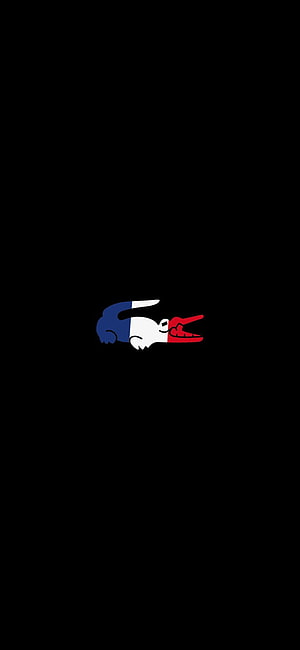 Lacoste Crocodile Logo in French Flag Colors on Black Background HD phone wallpaper