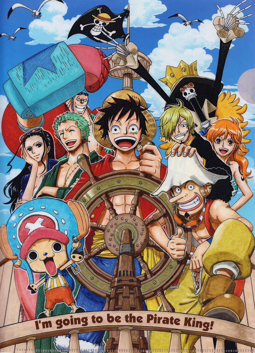 One Piece Straw Hat Crew at the Helm of the Thousand Sunny HD phone wallpaper