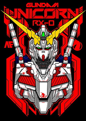 Gundam Unicorn RX-0 Frontal Portrait with Red and White Armor HD phone wallpaper