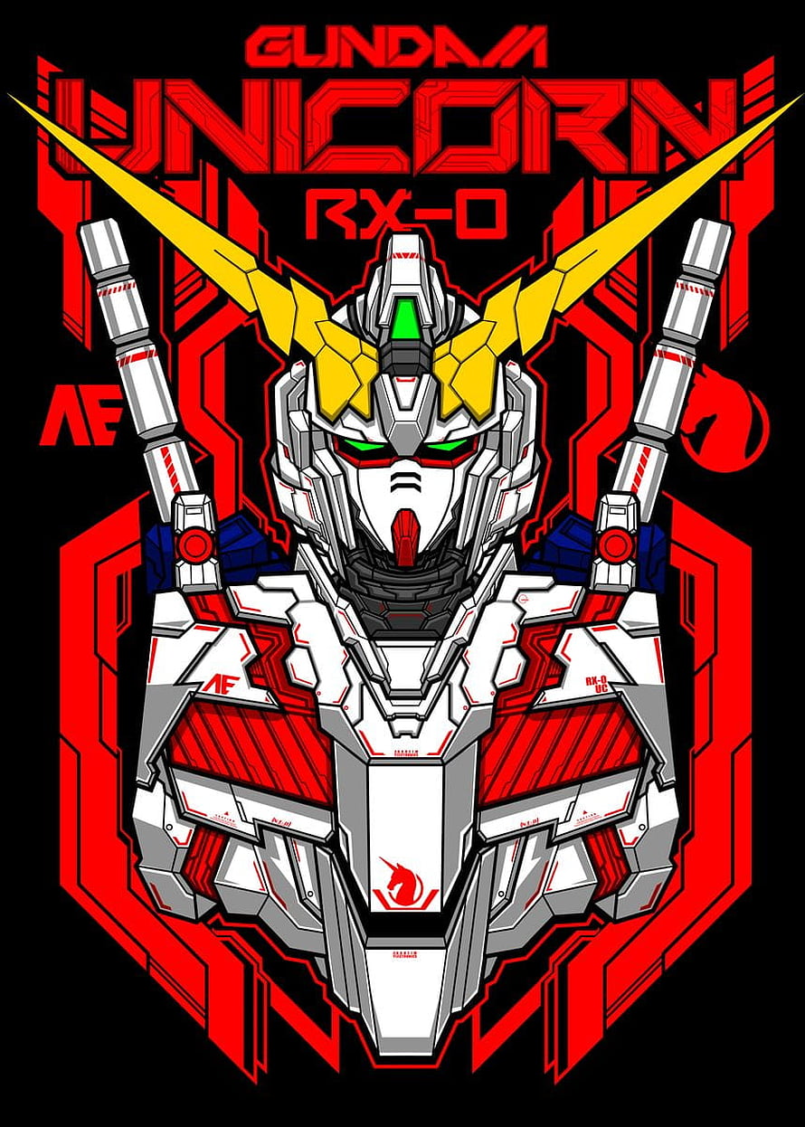 Gundam Unicorn RX-0 Frontal Portrait with Red and White Armor HD phone wallpaper