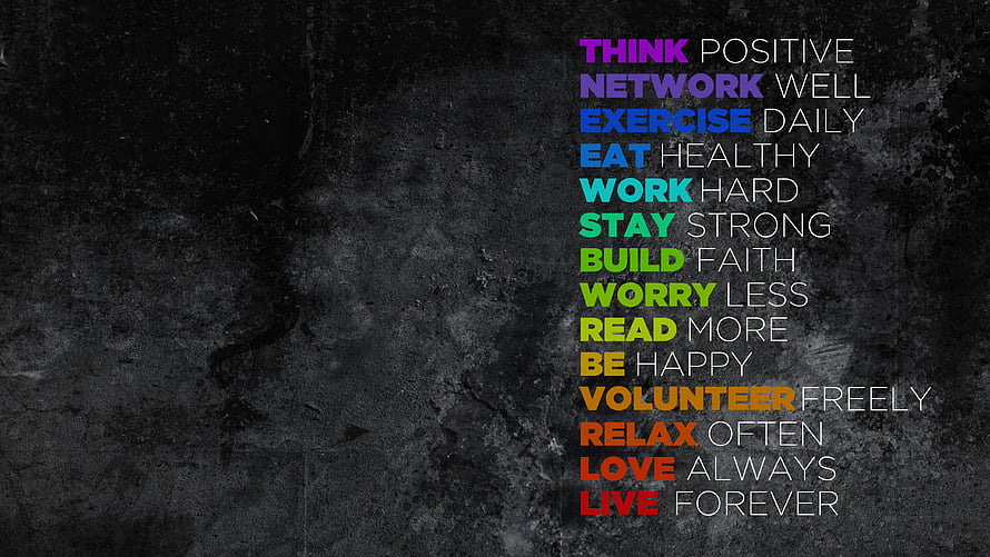 Colorful Motivational Affirmations on Dark Grunge Concrete Wall HD wallpaper