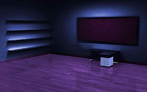 Moody Empty Room Interior With Purple Wood Floor And Blue Ambient Lighting HD wallpaper