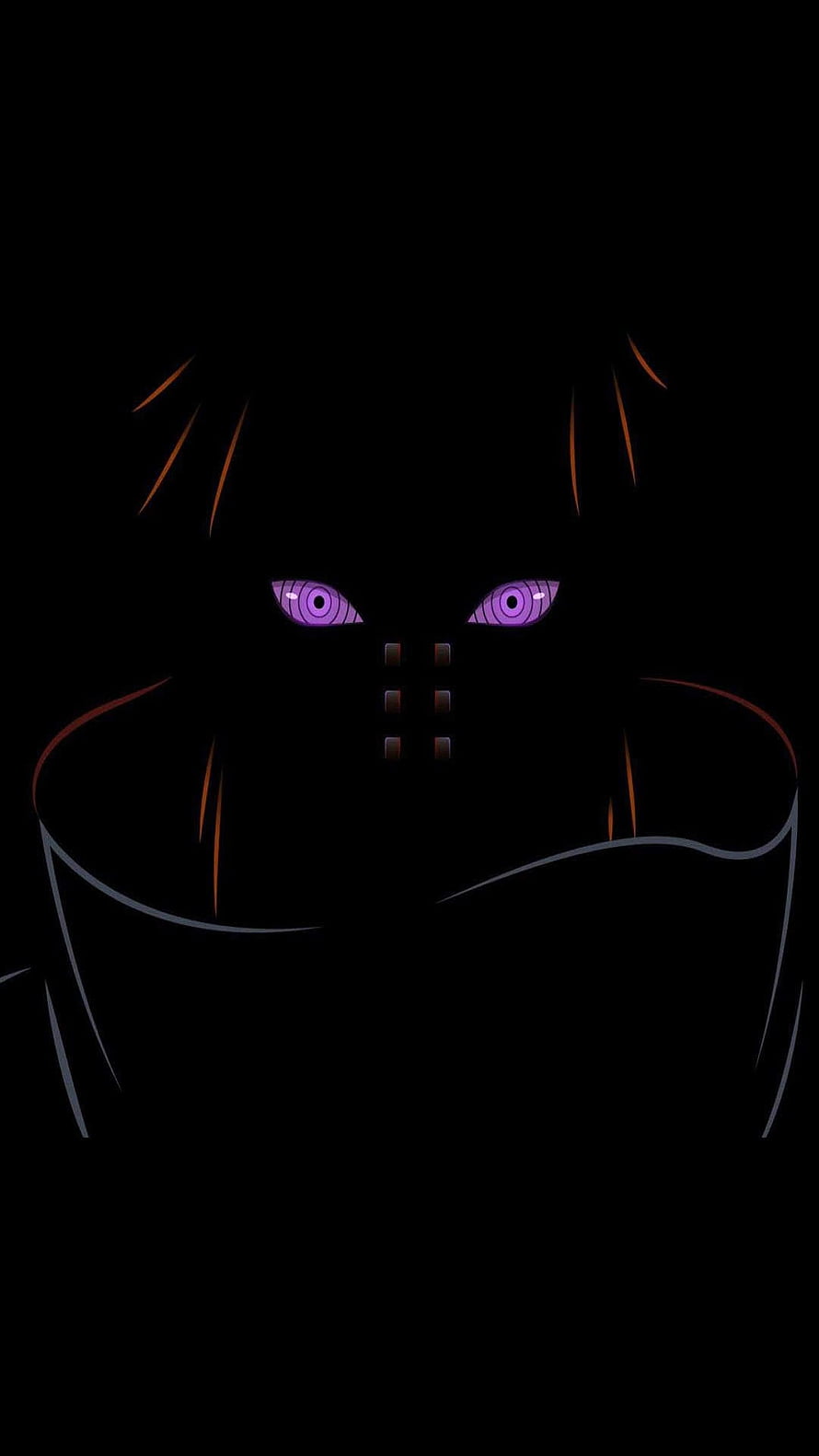 Pein Nagato Uzumaki Shadowy Anime Portrait With Purple Rinnegan Eyes HD phone wallpaper